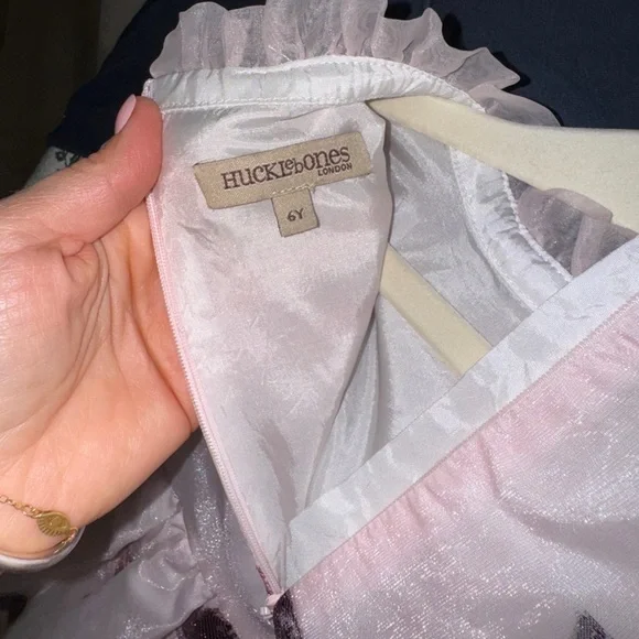 Hucklebones London dress empire bows organza formal metallic blush toddler girls - Picture 3 of 9